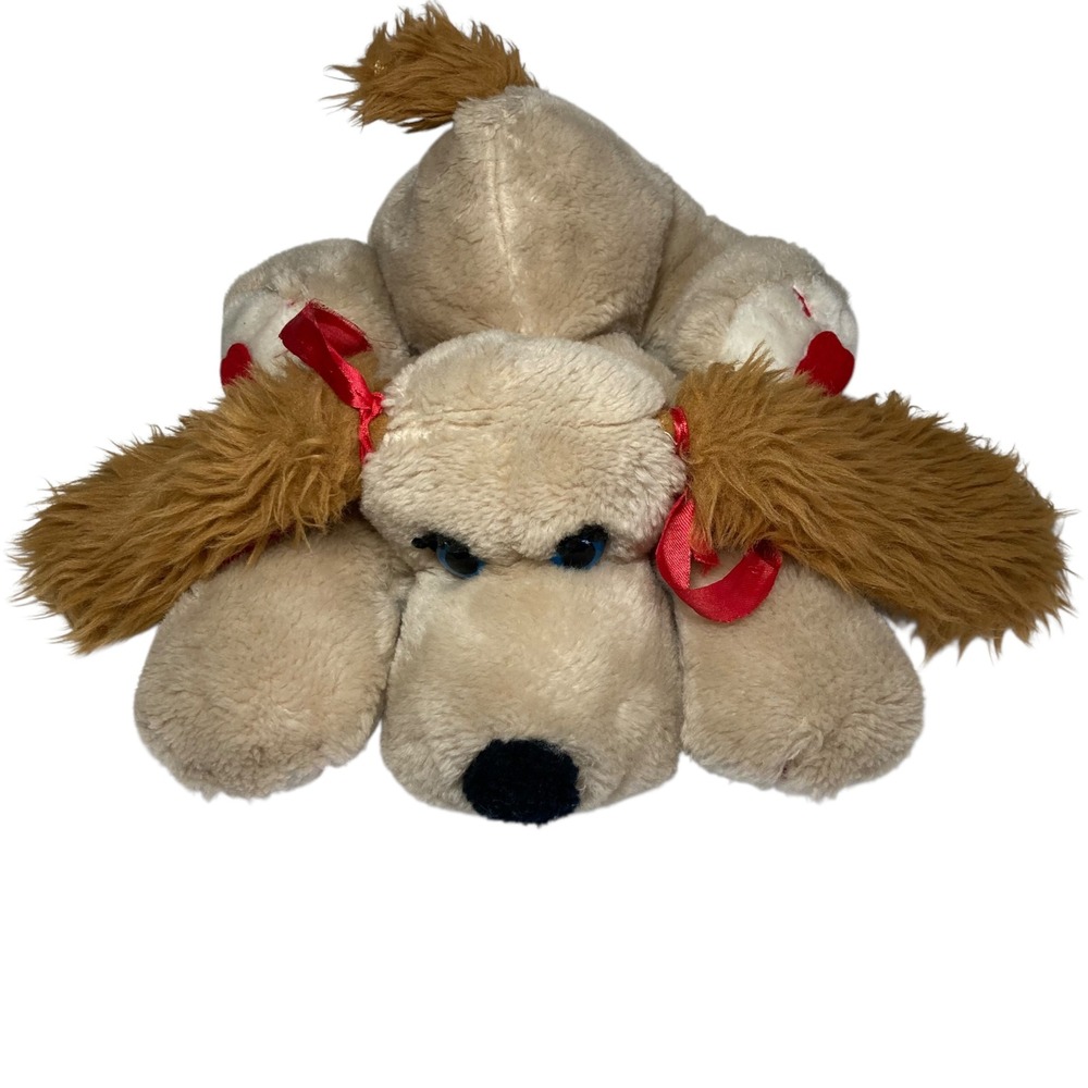 VTG Antics Daphne Puppy Dog 10" Plush Beige Blue Eyes Matthew Fox 1982